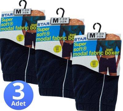 STAR 3'LÜ ERKEK MODAL PAMUKLU KEMER BİYELİ BOXER - 2