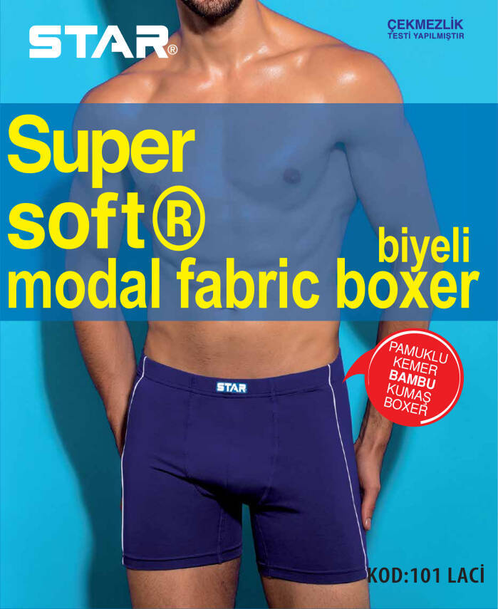 STAR 3'LÜ ERKEK MODAL PAMUKLU KEMER BİYELİ BOXER - 3