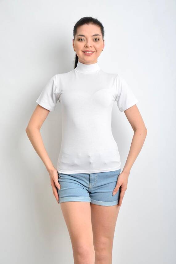 STAR İKİNCİ TEN KADIN BEYAZ KISAKOL BALIKÇI YAKA T-SHİRT - 2