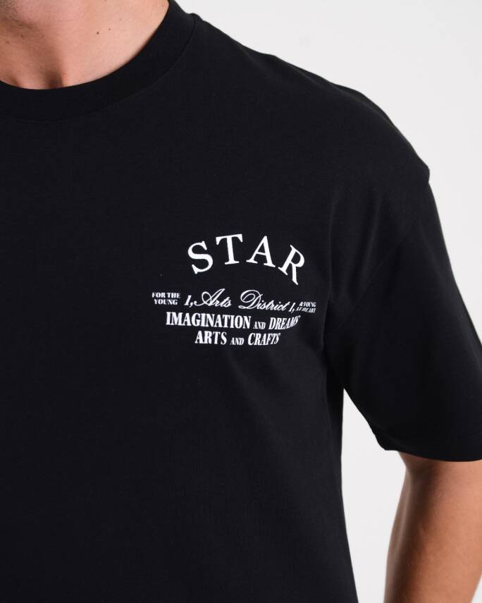 STAR ERKEK SİYAH OVERSİZE ARKASI YAZILI T-SHİRT - 6