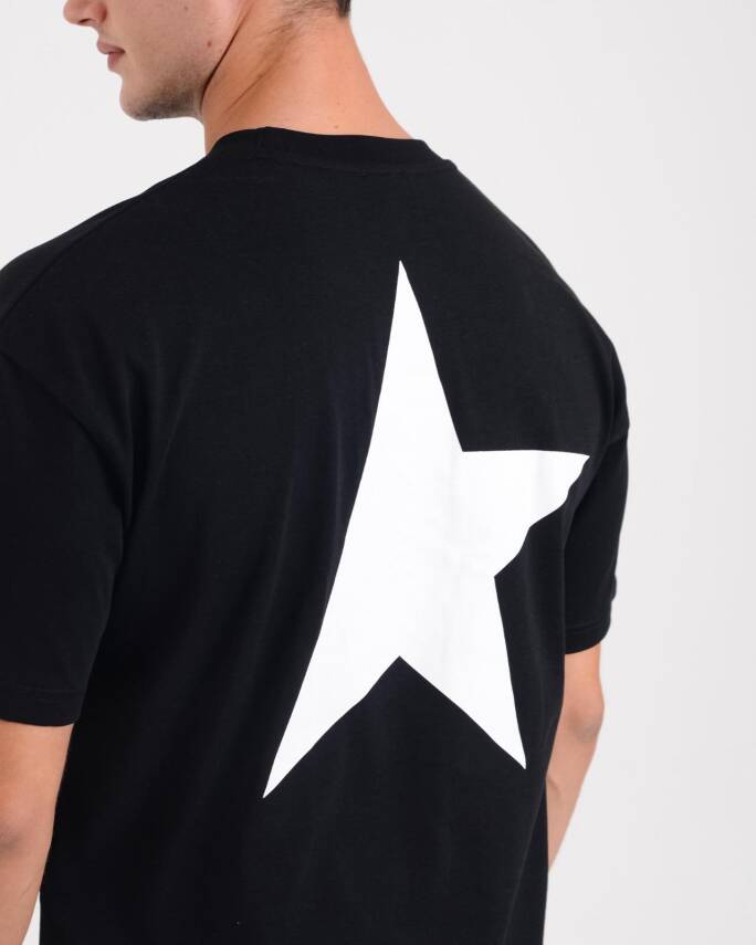 STAR ERKEK SİYAH YARIM YILDIZ BASKILI OVERSİZE T- SHİRT - 2