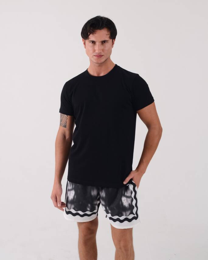 STAR ERKEK SİYAH REGULAR KESİM BASİC T-SHİRT - 4