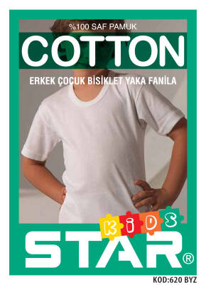 STAR 3 LÜ ERKEK ÇOCUK SAF PAMUK AÇIK YAKA T-SHİRT ( FANİLA ) - Star