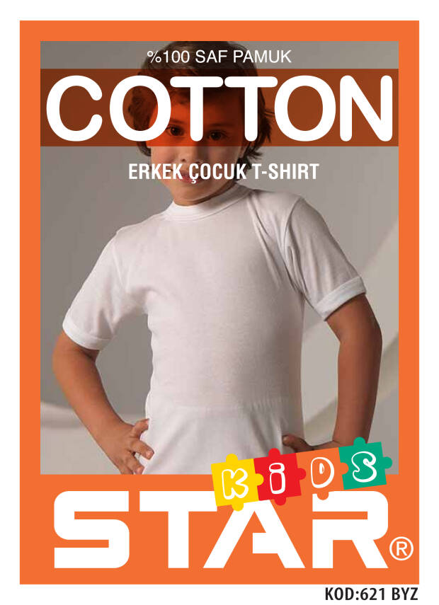 STAR 3 LÜ ERKEK ÇOCUK SAF PAMUK SIFIR YAKA T-SHİRT - 1