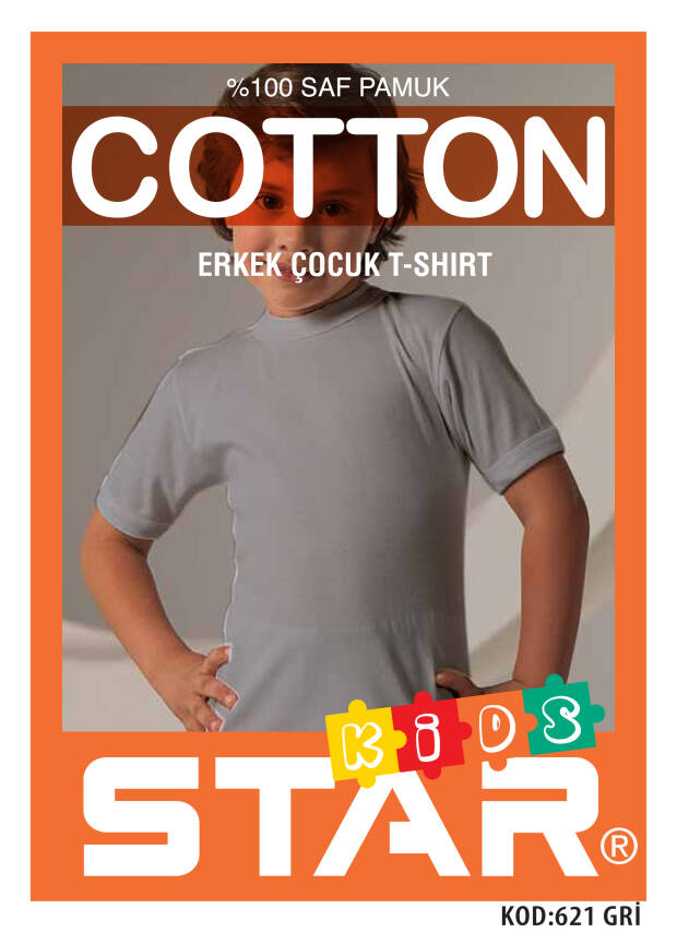 STAR 3 LÜ ERKEK ÇOCUK SAF PAMUK SIFIR YAKA T-SHİRT - 3
