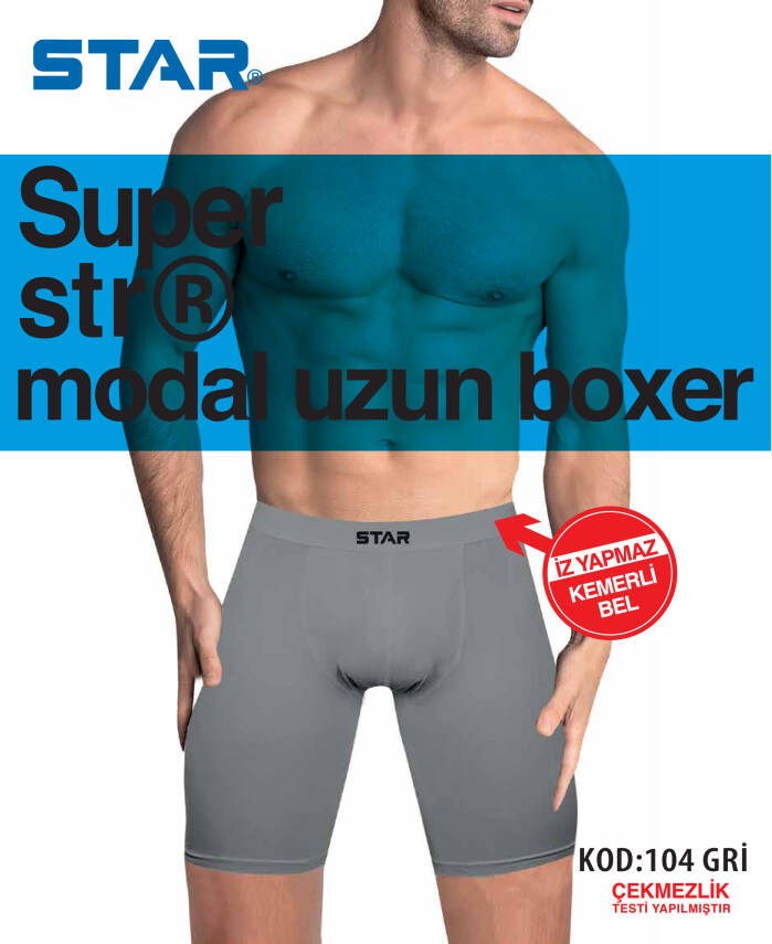 STAR 3 LÜ ERKEK MODAL KEMERLİ UZUN BOXER - 4