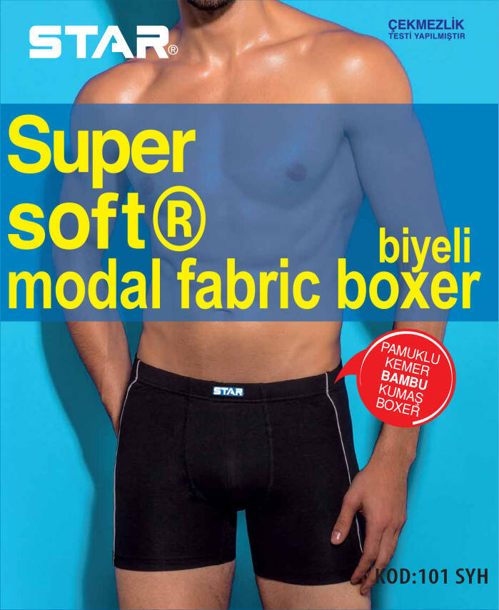 STAR 3'LÜ ERKEK MODAL PAMUKLU KEMER BİYELİ BOXER - 3