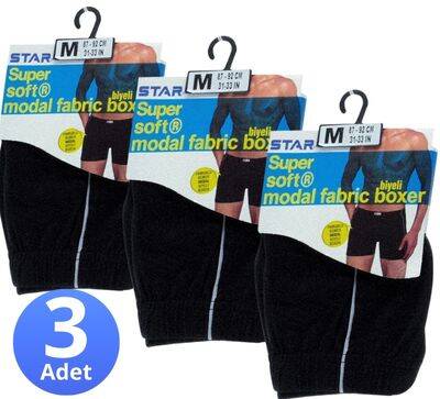 STAR 3'LÜ ERKEK MODAL PAMUKLU KEMER BİYELİ BOXER - 2