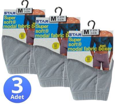 STAR 3'LÜ ERKEK MODAL PAMUKLU KEMER BİYELİ BOXER - 2