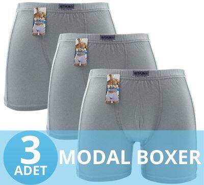 STAR 3'LÜ ERKEK MODAL PAMUKLU KEMER BİYELİ BOXER - Star
