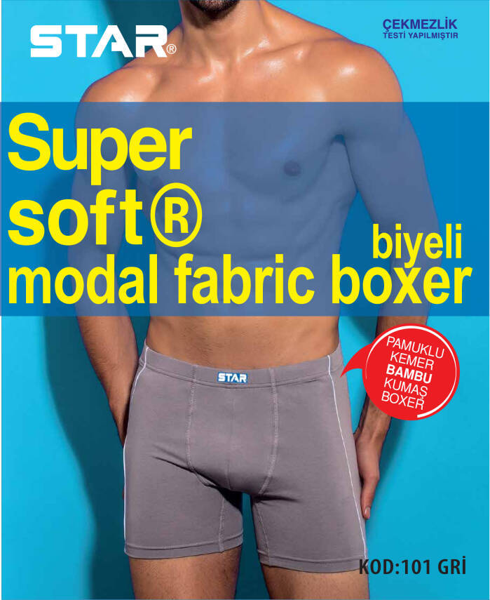 STAR 3'LÜ ERKEK MODAL PAMUKLU KEMER BİYELİ BOXER - 3