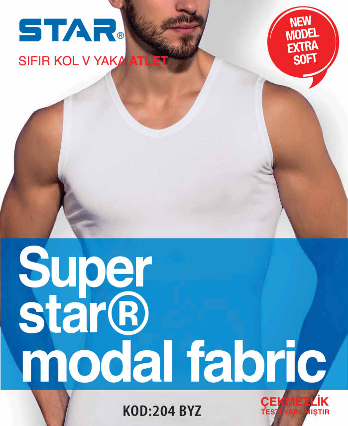 STAR 3 LÜ ERKEK MODAL SIFIR KOL V YAKA T-SHİRT - 1