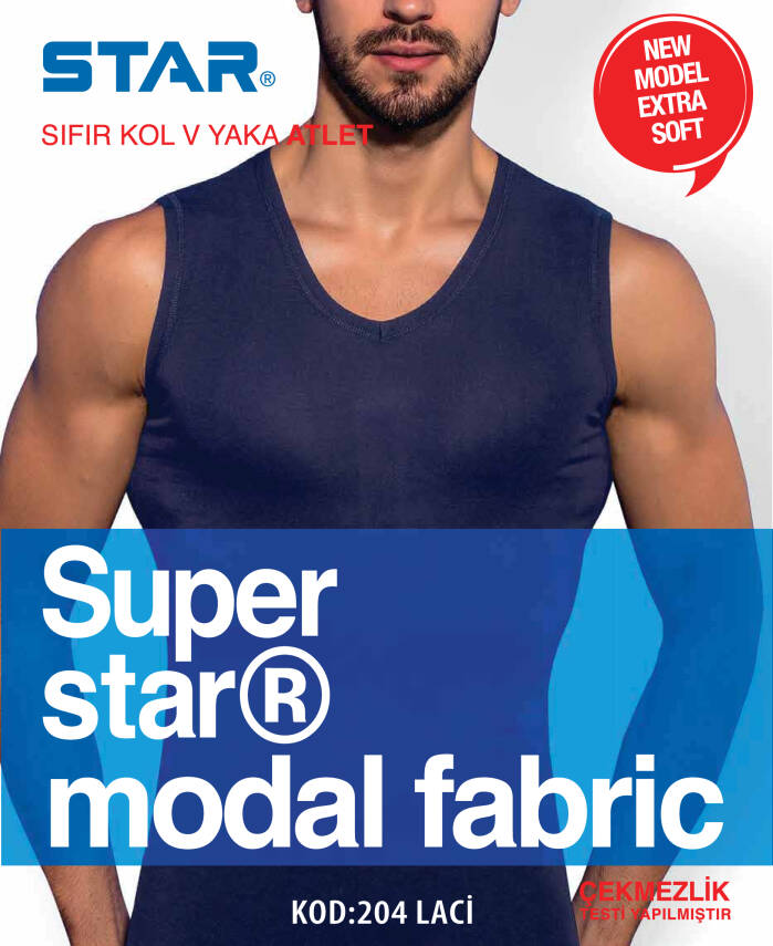 STAR 3 LÜ ERKEK MODAL SIFIR KOL V YAKA T-SHİRT - 4