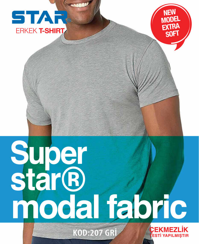 STAR 3 LÜ ERKEK MODAL SIFIR YAKA KISAKOL BASİC T-SHİRT - 3