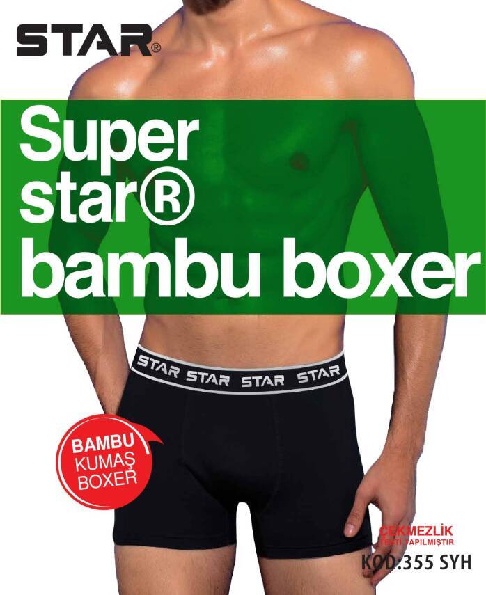 STAR 3'LÜ ERKEK ORGANİK BAMBU BELİ KEMERLİ BOXER - 3