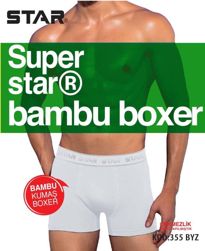 STAR 3'LÜ ERKEK ORGANİK BAMBU BELİ KEMERLİ BOXER - 3