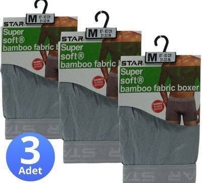 STAR 3'LÜ ERKEK ORGANİK BAMBU BELİ KEMERLİ BOXER - 2