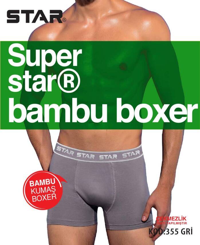 STAR 3'LÜ ERKEK ORGANİK BAMBU BELİ KEMERLİ BOXER - 3