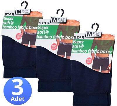 STAR 3'LÜ ERKEK ORGANİK BAMBU BELİ KEMERLİ BOXER - 2