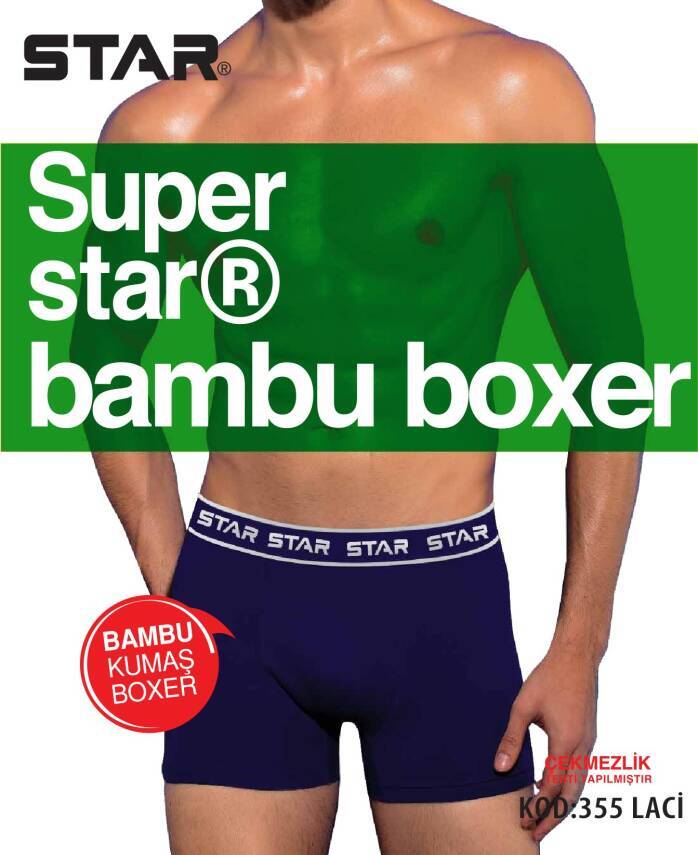 STAR 3'LÜ ERKEK ORGANİK BAMBU BELİ KEMERLİ BOXER - 3
