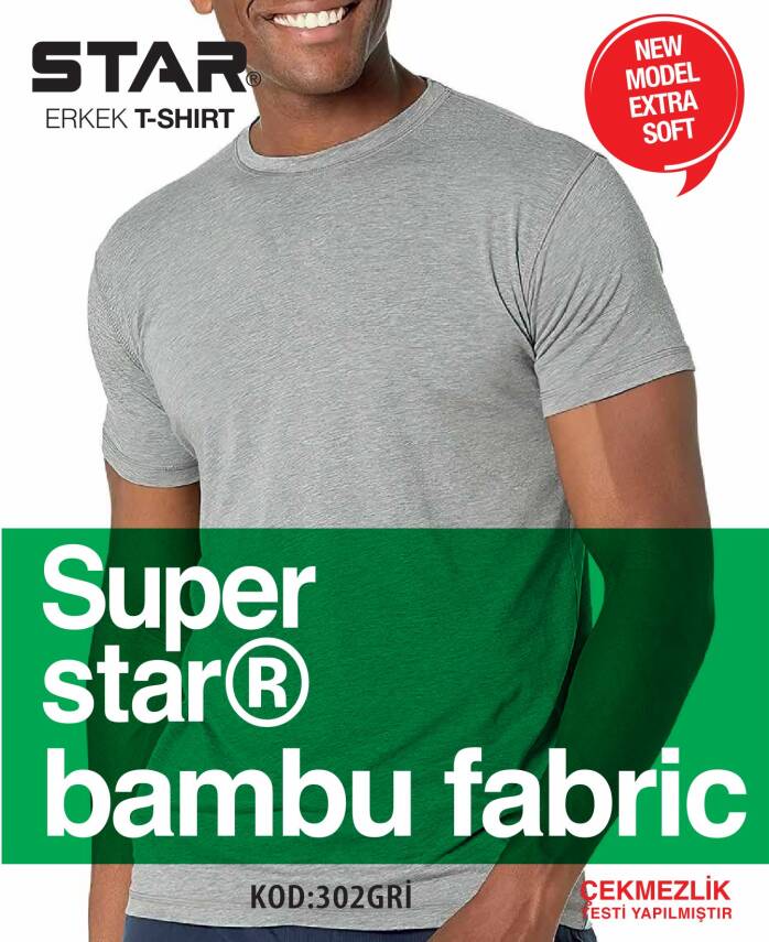 STAR 3 LÜ ERKEK ORGANİK BAMBU KISAKOL SIFIR YAKA BASİC T-SHİRT - 3
