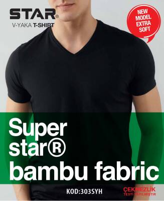 STAR 3 LÜ ERKEK ORGANİK BAMBU KISAKOL V YAKA BASİC T-SHİRT - Star