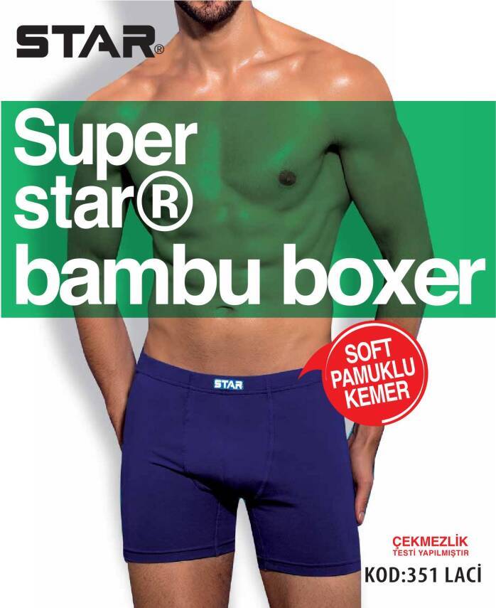 STAR 3'LÜ ERKEK ORGANİK BAMBU PAMUKLU KEMER BOXER - 3