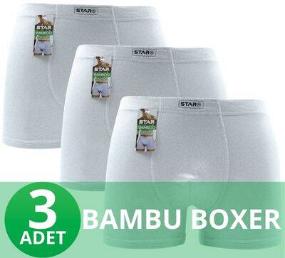 STAR 3'LÜ ERKEK ORGANİK BAMBU PAMUKLU KEMER BOXER - Star