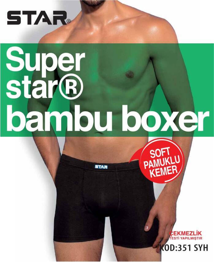 STAR 3'LÜ ERKEK ORGANİK BAMBU PAMUKLU KEMER BOXER - 3