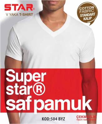 STAR 3 LÜ ERKEK SAF PAMUK KISAKOL V YAKA T-SHİRT BEYAZ