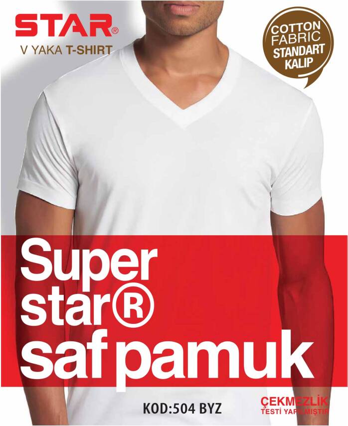 STAR 3 LÜ ERKEK SAF PAMUK KISAKOL V YAKA T-SHİRT - 2