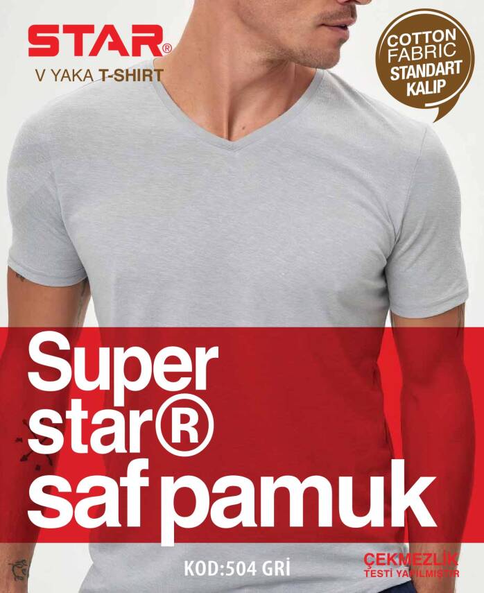 STAR 3 LÜ ERKEK SAF PAMUK KISAKOL V YAKA T-SHİRT - 3