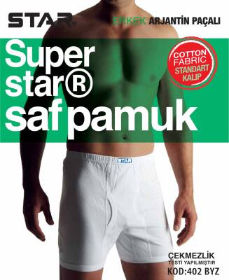 STAR 3 LÜ ERKEK SAF PAMUK PAÇALI KÜLOT BEYAZ