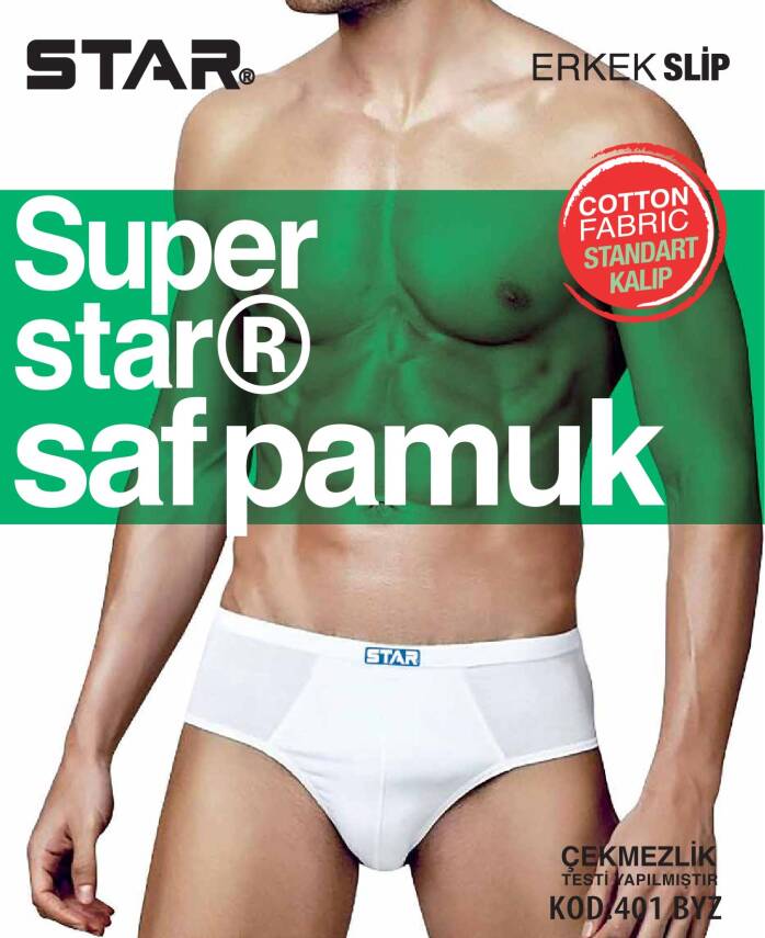 STAR 3 LÜ ERKEK SAF PAMUK SLİP KÜLOT - 1