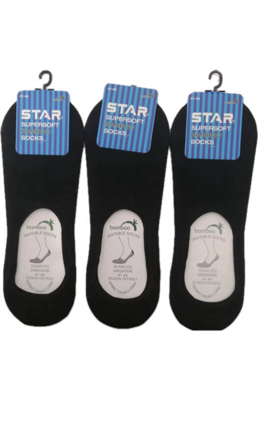STAR 3 LÜ ERKEK SİYAH ORGANİK BAMBU BABET ÇORAP - 1