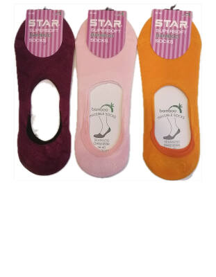 STAR 3 LÜ KADIN ASORTİ ORGANİK BAMBU BABET ÇORAP - Star