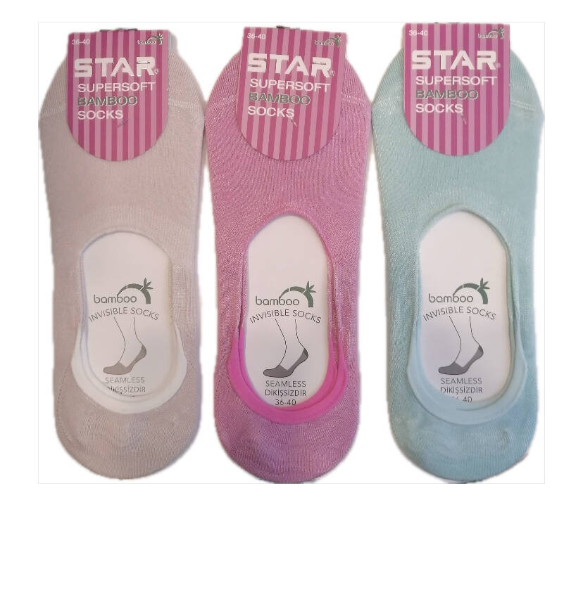 STAR 3 LÜ KADIN ASORTİ ORGANİK BAMBU BABET ÇORAP - 1