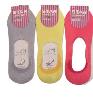 STAR 3 LÜ KADIN ASORTİ ORGANİK BAMBU BABET ÇORAP - Star