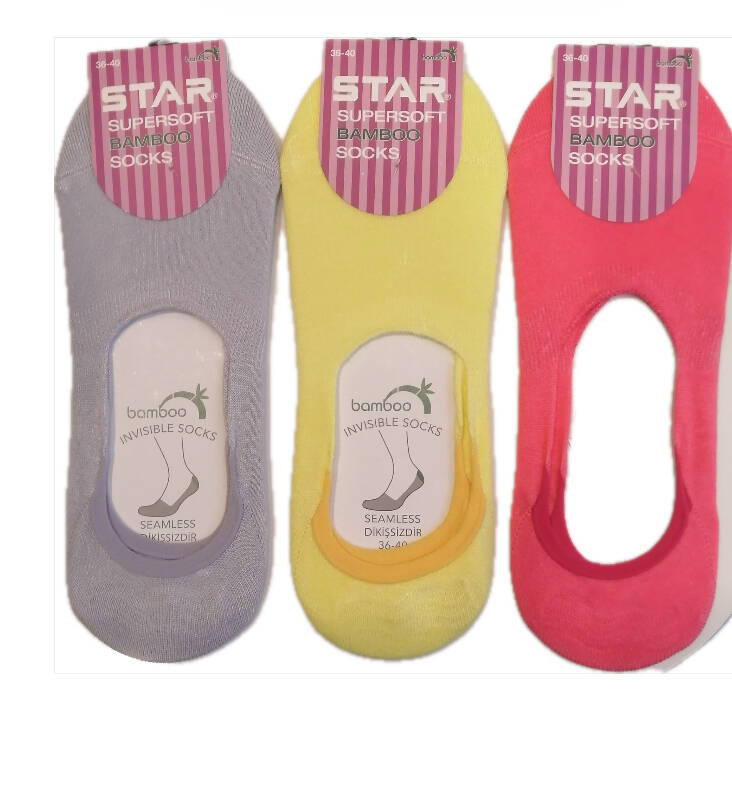 STAR 3 LÜ KADIN ASORTİ ORGANİK BAMBU BABET ÇORAP - 1