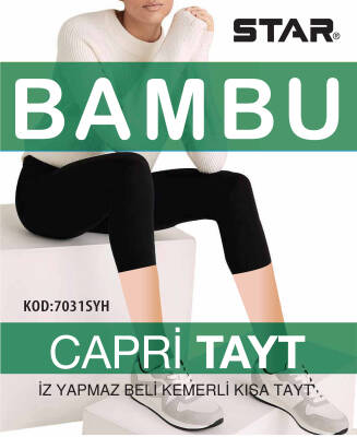 STAR 3 LÜ KADIN BAMBU BELİ KEMERLİ DİZ ALTI KAPRİ TAYT - Star