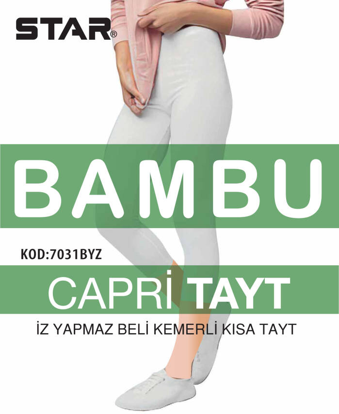 STAR 3 LÜ KADIN BAMBU BELİ KEMERLİ DİZ ALTI KAPRİ TAYT - 2