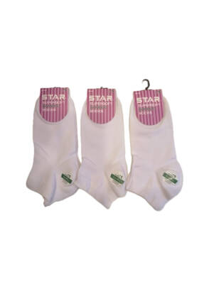 STAR 3 LÜ KADIN BEYAZ ORGANİK BAMBU PATİK ÇORAP - Star