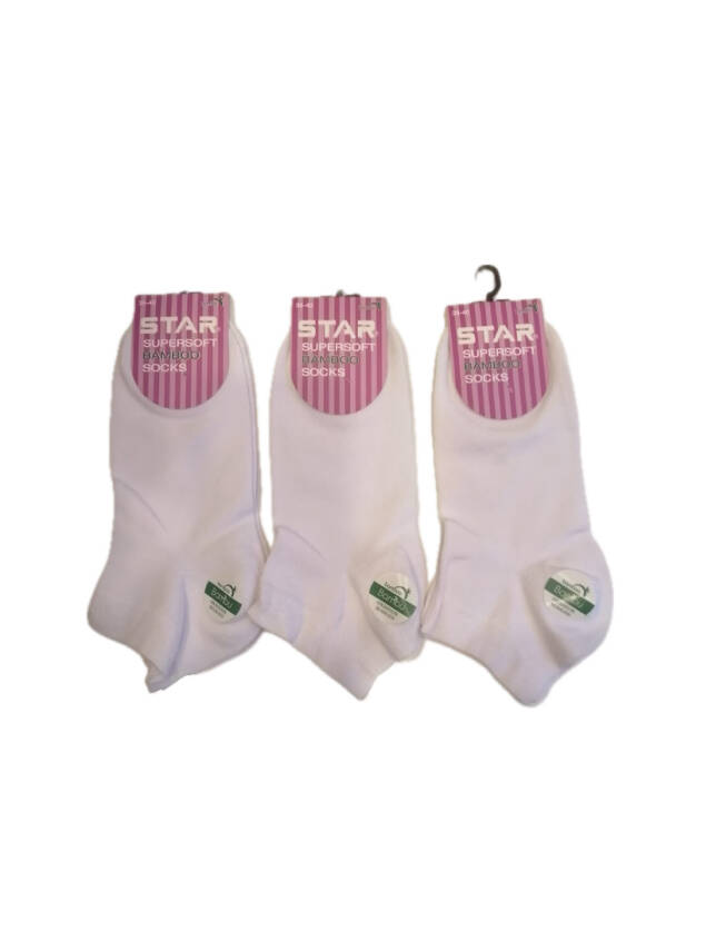 STAR 3 LÜ KADIN BEYAZ ORGANİK BAMBU PATİK ÇORAP - 1