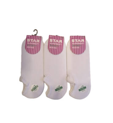 STAR 3 LÜ KADIN BEYAZ ORGANİK BAMBU SNEAKERS ÇORAP - Star