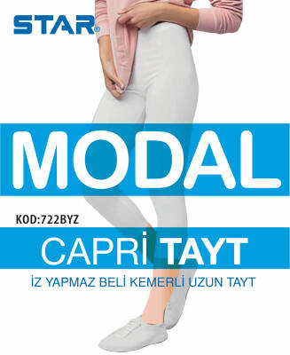 STAR 3 LÜ KADIN MODAL DİZ ALTI KAPRİ TAYT BEYAZ