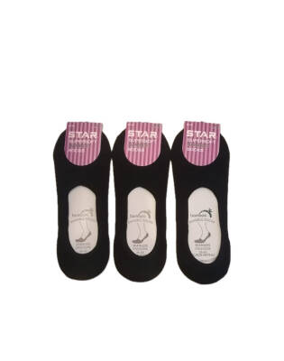 STAR 3 LÜ KADIN SİYAH ORGANİK BAMBU BABET ÇORAP - Star