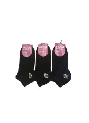 STAR 3 LÜ KADIN SİYAH ORGANİK BAMBU PATİK ÇORAP - Star