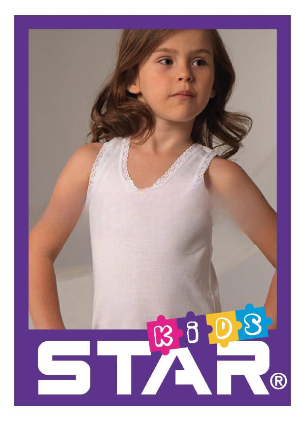 STAR 3 LÜ KIZ ÇOCUK SAF PAMUK GENİŞ ASKILI DANTEL DETAYLI ATLET - 2