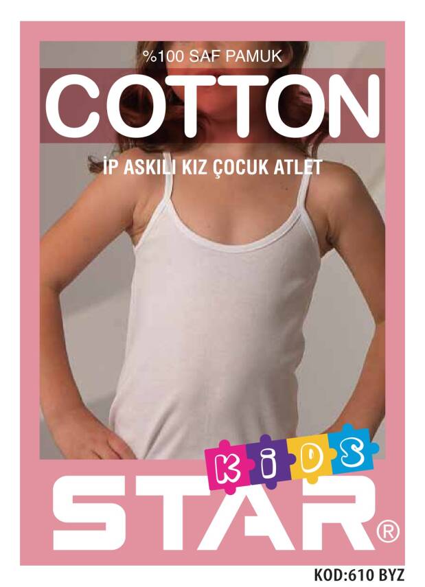 STAR 3 LÜ KIZ ÇOCUK SAF PAMUK İP ASKILI ATLET - 1