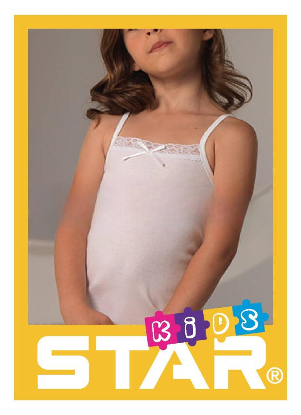 STAR 3 LÜ KIZ ÇOCUK SAF PAMUK İP ASKILI DANTEL DETAYLI ATLET - 2